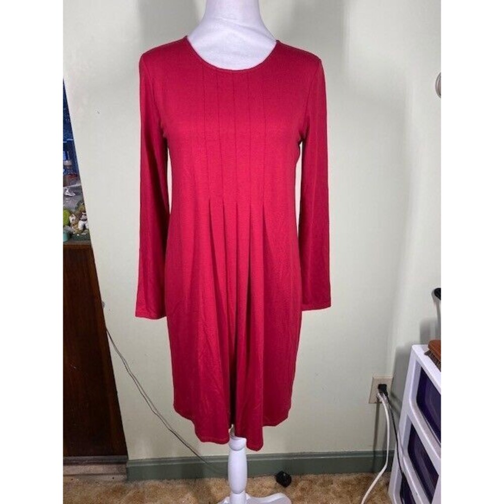 J. Jill Wearever Womens Petites Sz XS Red Pleated Tunic Top Minimalistic Career